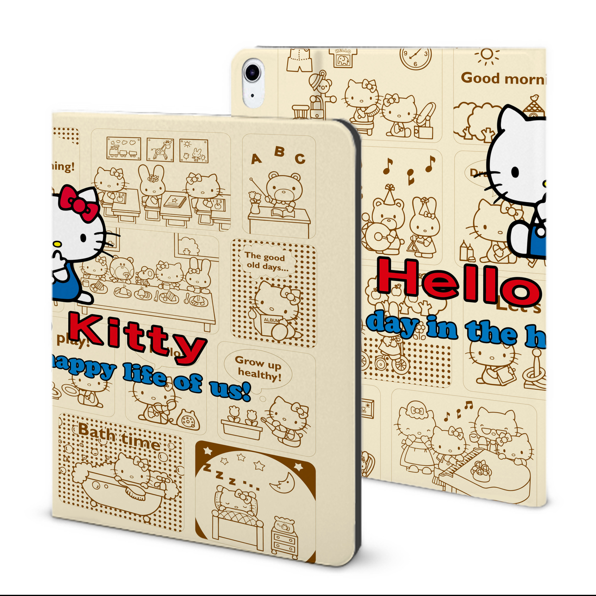 （画像用） Hello Kitty ハローキティ IPad ケース ブック型 PUレザー TPU 耐衝撃 軽量 薄型 ペン収納なし 全面保護 IPad 各モデル対応
